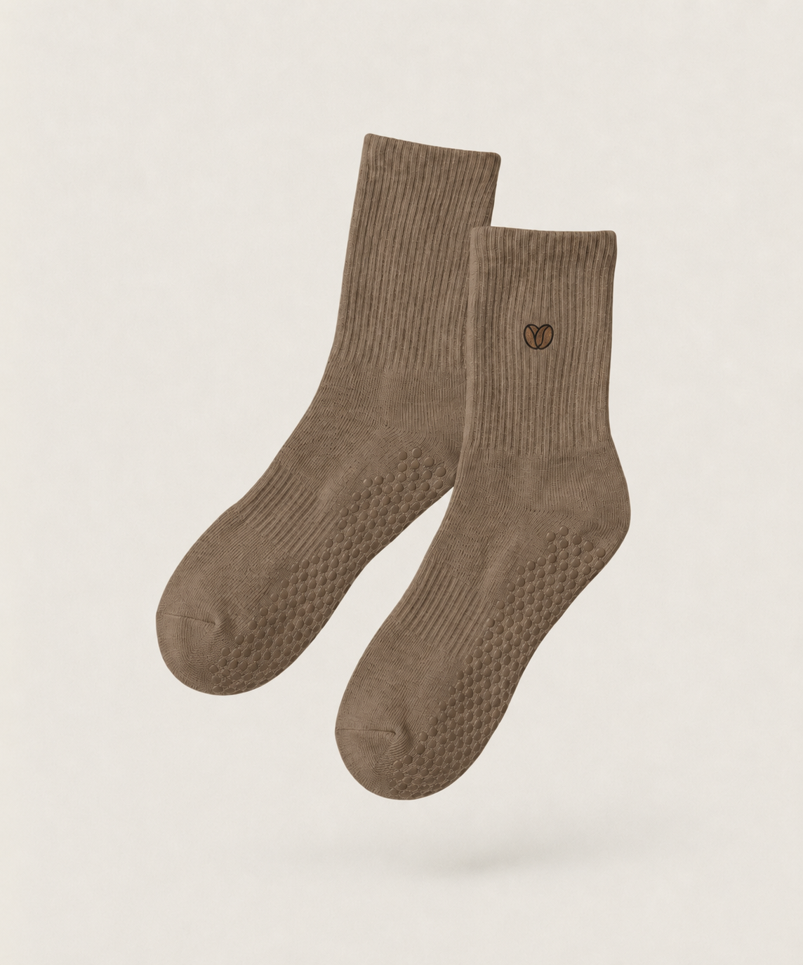 The Latte warm oat-milk tan Pilates grip socks