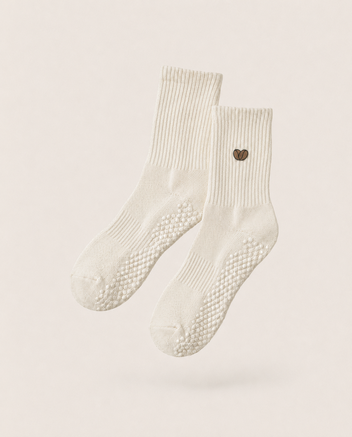 The Milk soft white Pilates grip socks